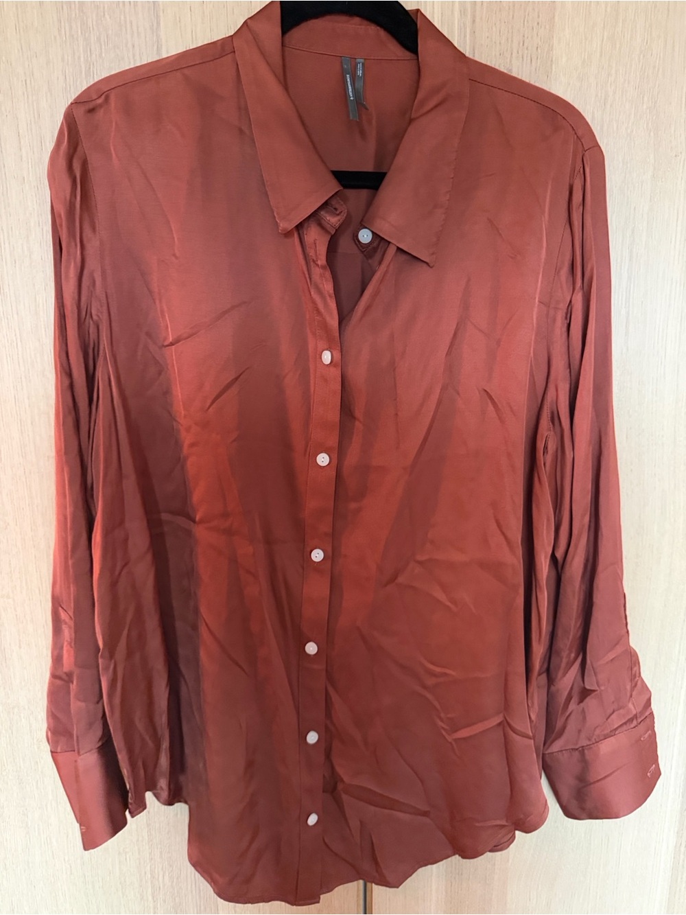 By Anthropologie Women’s Burnt Orange Long-Sleeve Button-Down Shirt